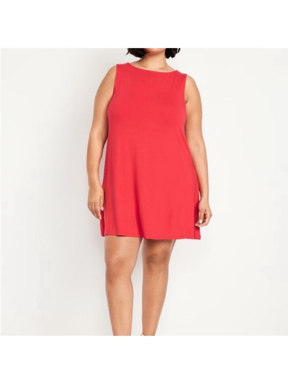 Old Navy bright coral red Sleeveless Mini Swing Dress